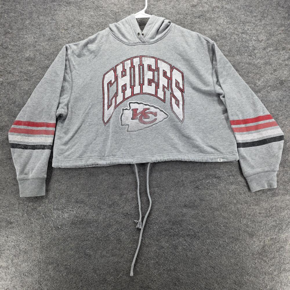 Kansas City Chiefs Hoodie Womens Large NFL Football Pullover Cropped 47 Brand